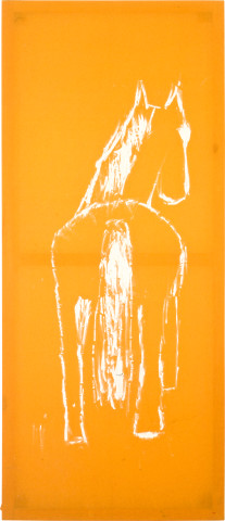 Jenny Watson Horse From Back, 1986; Oil on Indian cotton; 186.5 x 80 cm; enquire