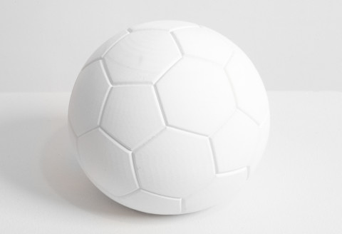 James Angus Soccerball dropped from 35,000 feet, 1999; plaster; 20 x 22 x 22 cm; Edition of 5; enquire