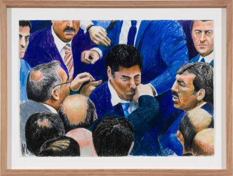 Callum Morton The Contest of Ideas #2, 2025; pencil and gouache on paper; 30 x 42 cm; more info; enquire