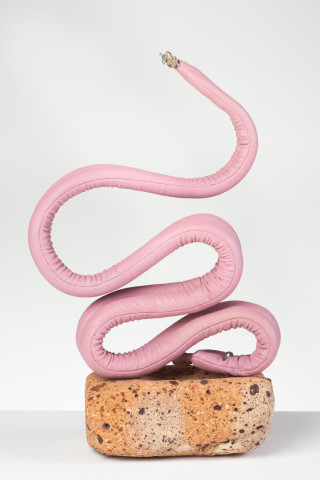 Caroline Rothwell Curiosity 2, 2023; Ocean weathered brick, canvas, hydrostone, steel, mixed media; 35 x 23 x 11 cm; more info; enquire