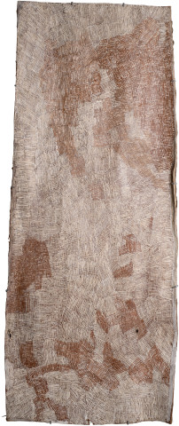 Nyapanyapa Yunupiŋu Untitled, 2015; 4802K; natural earth pigments on bark; 162 x 66 cm; enquire