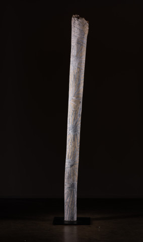 Nyapanyapa Yunupingu untitled, 2018; 98-19; natural earth pigments on hollow log; 222 x 20 x 20 cm; Enquire