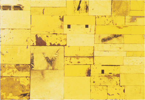 Rosalie Gascoigne Lasseter's Reef, 1996-97; retro reflective roadsign on wood; 94 x 122 cm; enquire