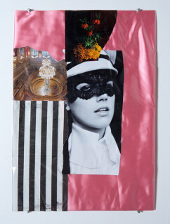 Jacqueline Fraser Christian Dior Looking at Daniel Buren at the Guggenheim NYC, 2013; Mixed media collage; 59 x 42 cm; enquire
