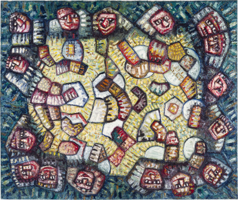 Keith Looby Institutional Arteating Academy, 1983-84; from the series The Arteaters; oil on canvas; 152 x 183 cm; enquire