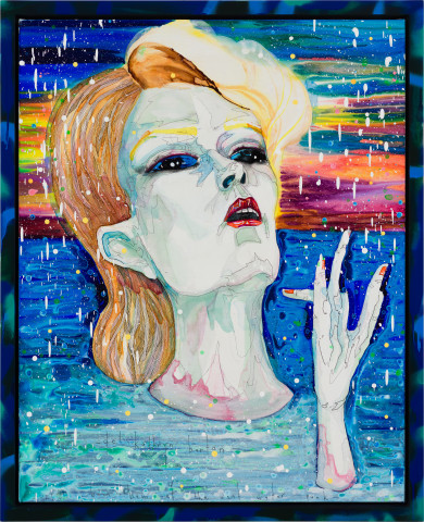 Del Kathryn Barton bam bam of the vast water punk, 2021; acrylic on linen, hand finished frame; 110 x 89 cm; more info; enquire