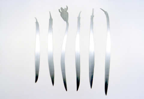 Fiona Foley Mangrove Pods, 0; Aluminium; 20 x 160 cm; 6 pieces; Edition of 10; enquire