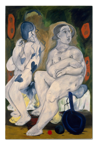 Linda Marrinon 2 Nudes With Frypan, 1990; oil on canvas; 167.5 x 112 cm; enquire