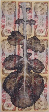 Fiona Hall Leaf Litter (detail), 2000-02; gouache on banknotes; dimensions variable; enquire