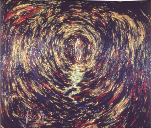 Dale Frank The evil seepage and the cavemen, 1983; acrylic on canvas; 180 x 200 cm; enquire