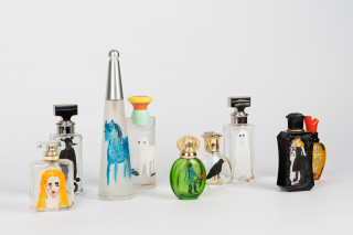 Jenny Watson Perfume, 2001; oil paint, perfume bottles; dimensions variable; enquire