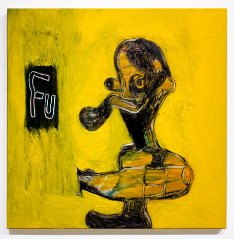 Gareth Sansom Dr Fu, 2012; Oil and enamel on linen; 76 x 76 cm; enquire