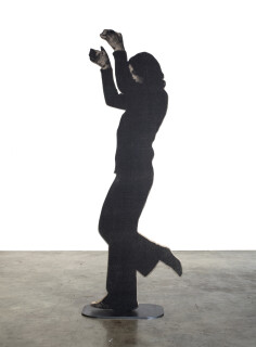 David Noonan Untitled, 2008; Figure K; screen printed jute, plywood, metal stand; 189 x 59 x 5.5 cm; Edition of 2 + AP 1; Enquire