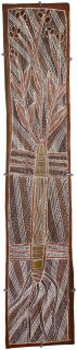 Mulkun Wirrpanda Djulukun, 2015; 4583N; Bark painting; 86 x 17 cm; enquire