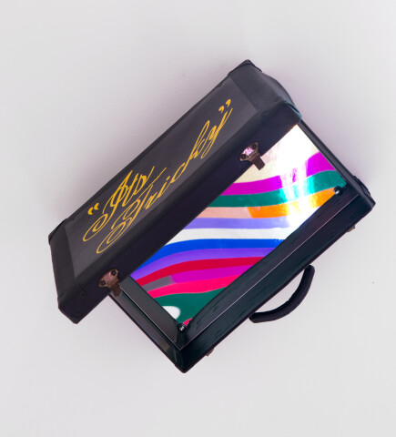 Jim Lambie It's Tricky (Run DMC), 2015; found suitcase, mirror, enamel paint; 30 x 45 x 46 cm; enquire