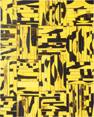 Rosalie Gascoigne Canary Bird, 1996; retro reflective roadsign on wood; 75 x 60 cm; enquire