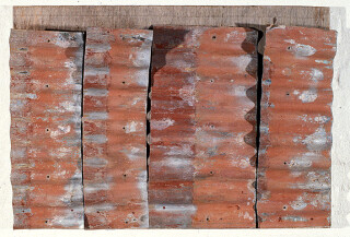 Rosalie Gascoigne Rose Red City #9, 1993; corrugated iron on wood; 78 x 110 cm; enquire