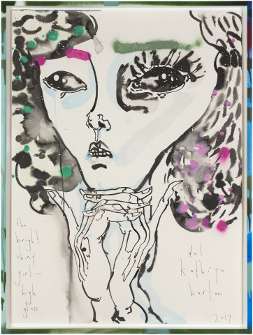 Del Kathryn Barton the bright shiny girl - high gloss, 2017; ink and acrylic on hot press paper; 80.5 x 60.5 cm; Enquire