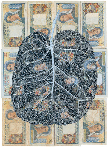 Fiona Hall Leaf Litter (detail), 2000-02; gouache on banknotes; dimensions variable; enquire