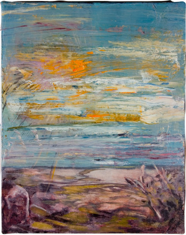 Hernan Bas SunbruntLandscape, 2007; mixed media on linen; 35.5 x 28 cm; enquire
