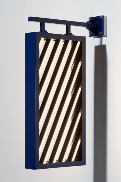 Callum Morton City Lights #5, 2026; steel, 2Pac polyurethane, lights; 89.5 x 50.5 x 12 cm; enquire