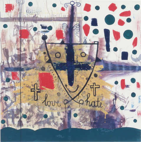 Gareth Sansom Love/Hate, 1986; oil on canvas; 137 x 137 cm; enquire
