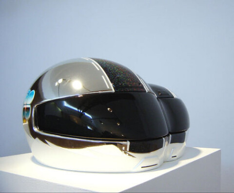 Patricia Piccinini White Line Fever, 2003; from the series Team WAF (Precautions); fibreglass, polycarbonate and automotive paint; dimensions variable; enquire
