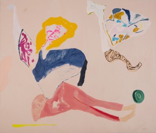 Tom Polo Liar Liar Lying Down Dropped Mask Slow Coach, 2017; acrylic and Flashe on canvas; 214 x 183 cm; enquire