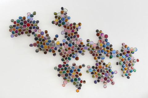 Jim Lambie Big Time Sensuality, 2019; sunglass lens, lead came; 133 x 205 x 4.5 cm; Enquire