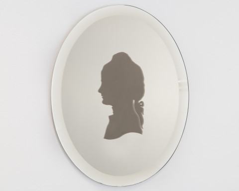 Octavia Cook Captain O Cook, 2007; sandblasted mirror, wood; enquire