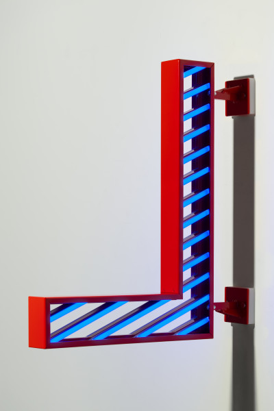Callum Morton City Lights #1, 2026; steel, 2Pac polyurethane, lights; 90.5 x 79.5 x 12 cm; enquire
