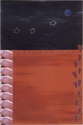 Fiona Foley A Three Legged Dog Day, 1989; pastel, pencil, ink and collage on paper; 152 x 102 cm; enquire