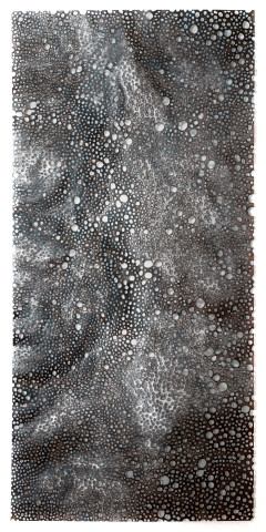 Lindy Lee Perdure, 2012; black mild steel and fire; 210 x 100 cm; enquire