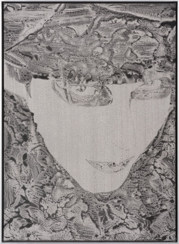 David Noonan Thorn, 2023; liquid pigment on hand-dyed fabric, aluminium frame; 57.5 x 42 x 4 cm; more info; enquire