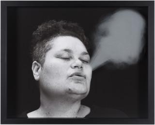 Julie Rrap Blow Back #31, 2018; digital print and handground glass; 52 x 64 cm; Edition of 3 + AP 1; enquire