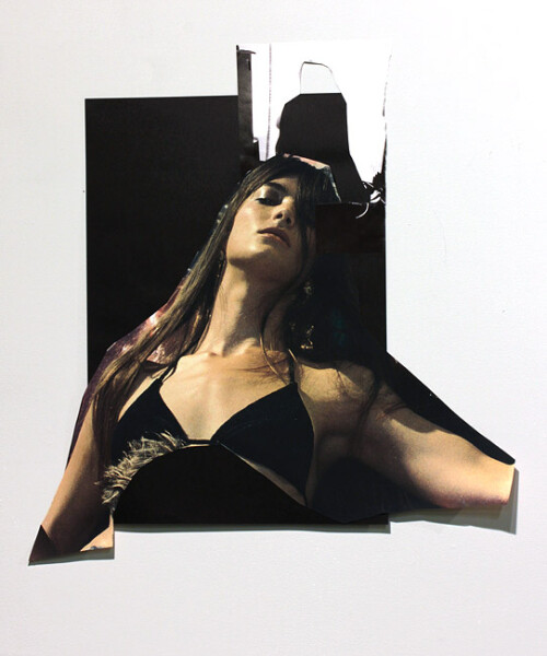 Jacqueline Fraser The Making of 8 Mile 2012, 2012; archival card, duratrans, magazine clippings, paint, archival glue, wood grain contact, cling wrap, gold foil paper, plastic sheeting; dimensions variable; enquire