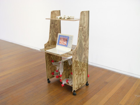 Hany Armanious Blindness, 2006; holographic web page with dewormed tequila; 126 x 61.2 x 51 cm; enquire