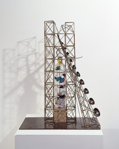 Richard Goodwin Exoskeleton Vial (maquette), 1992; clothing, glass, steel; 80 x 60 x 35 cm; enquire