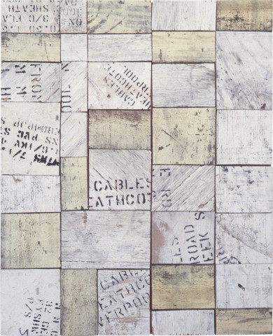 Rosalie Gascoigne Bread and Butter, 1994; sawn wood on craftboard; 62.5 x 50.5 cm; enquire