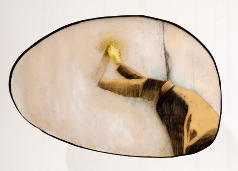 Hossein Ghaemi getting domestic III, 2009; liquid glass, paper, boxboard, gouache, pencil, chalkboard paint; 30 x 43 cm; enquire