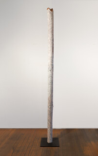Nyapanyapa Yunupingu Circles, 2017; 5219-17; Larrakitj: natural earth pigments on hollow log; 296 x 15 x 15 cm; Enquire