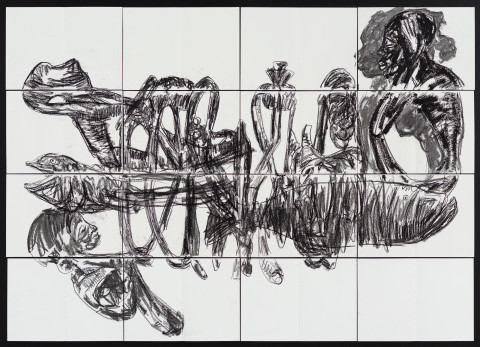 Pierre Mukeba (SAMAKI), 2021; charcoal and pastel on archival paper; 120 x 168 cm; more info; enquire