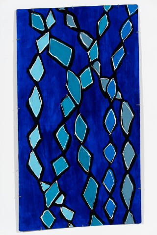 Dhambit Munuŋgurr Gurtha, 2025; 2173-25; acrylic and earth pigment on bark; 130 x 72 cm; enquire