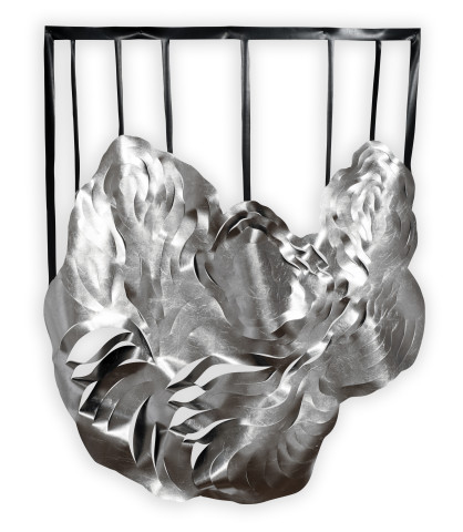 Caroline Rothwell Composition 4, 2014; aluminum leaf, UV-stable structural PVC; 170 x 130 x 10 cm; Enquire
