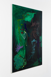 Tom Polo and afterwards, a garden, 2026; acrylic and Flashe on polycotton; 213 x 198 cm; enquire