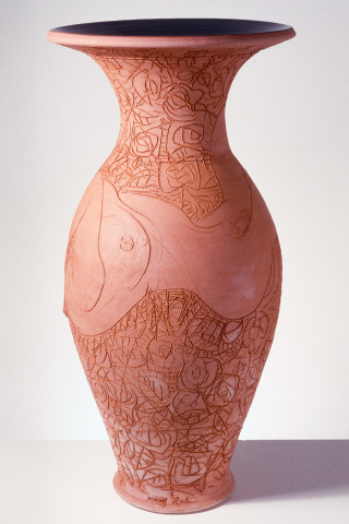 Victor Rubin A Bed of Roses and Figure, 1987; glazed earthenware; enquire