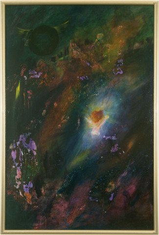 Dale Frank The Two Saints, 1986; acrylic & mixed media on canvas; 115 x 77 cm; enquire
