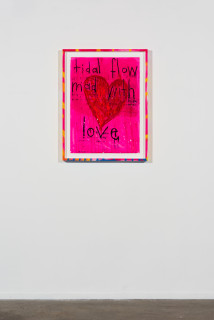 installation view; Del Kathryn Barton tidal flow mad with love, 2021; oil pastel, oil stick and gouache on handmade paper, hand finished frame; 90 x 68.5 cm; enquire