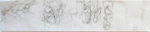 John Wolseley Pitcher plants, Mt Kinabalu, 2001; graphite on paper; 16 x 75.5 cm; enquire