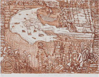 Keith Looby Our Land of the U Beaut Spirit Murder, 1980-82; pen, ink and gouache on paper; enquire